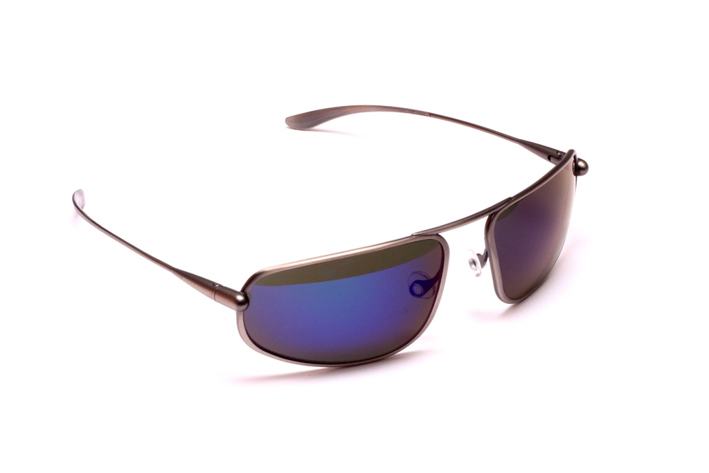 Strato - Natural Titanium Frame Iridescent Blue Mirror Grey High-Contrast Sunglasses